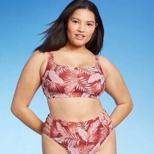 Juniors' Plus Size Bralette Bikini Top - Xhilaration ™ Clay Tropical Print